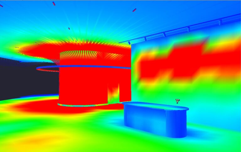 Lighting Calculations false colour render light levels